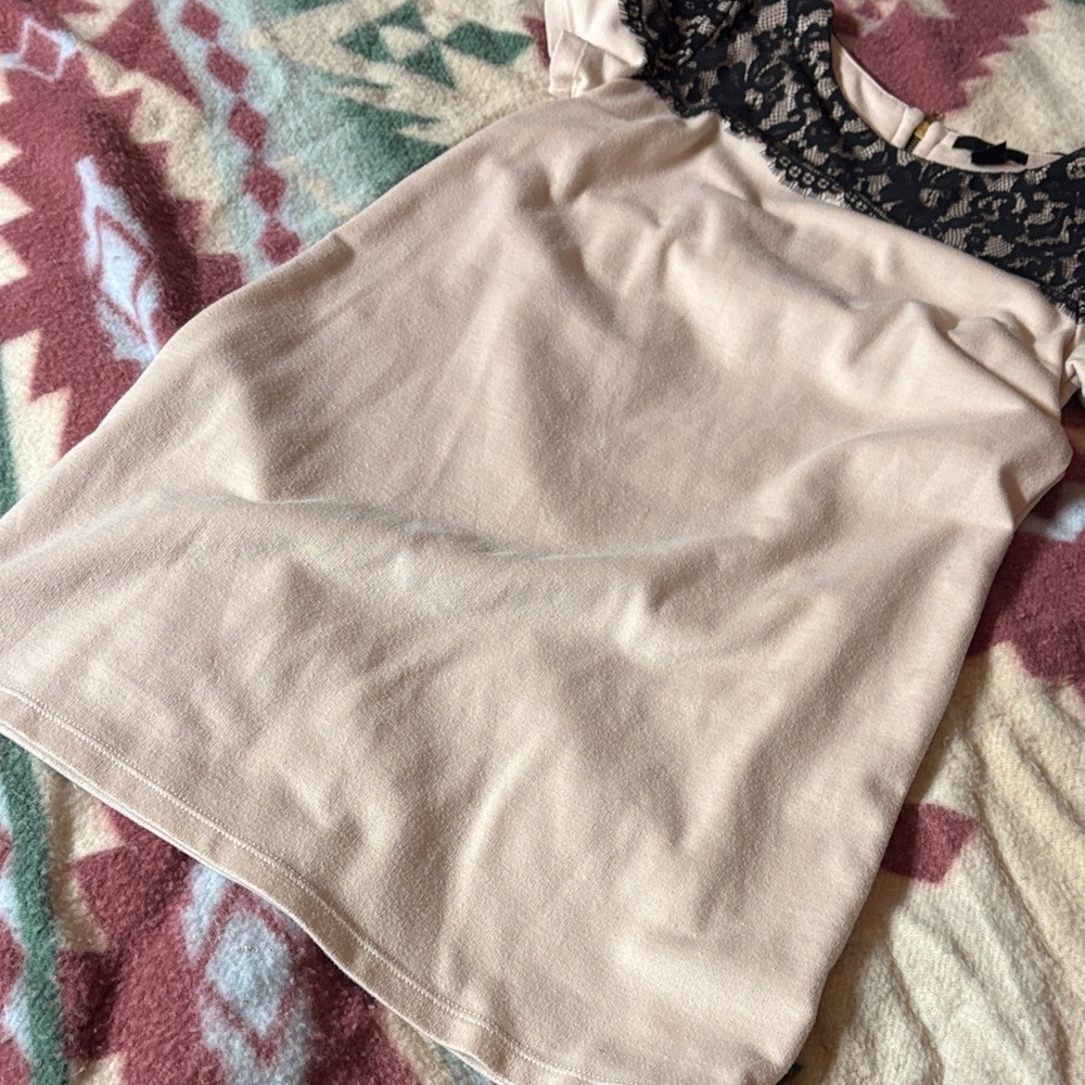 H&M Beige dress with Black Lace Detail